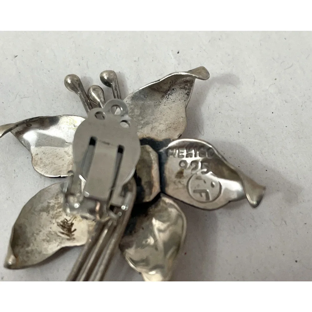 Vintage Mexico 925 Sterling Silver Floral Clip-On Earrings 17g